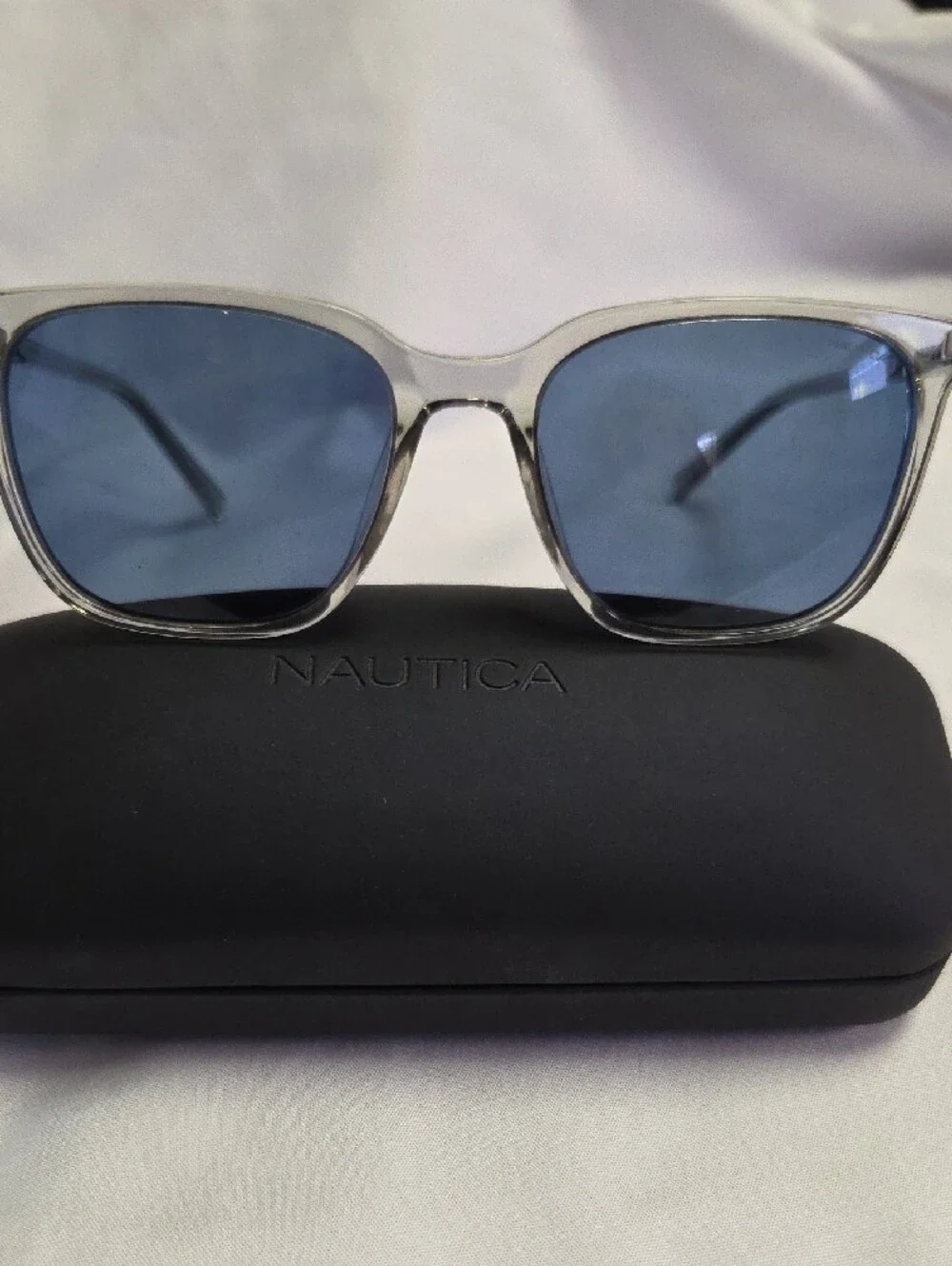 Nautica Grey Frame Sunglasses with Blue Lenses